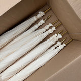 Ex Hire Package // Set of 12 Cream Ribbon Trim Umbrellas 'Vintage' #4764