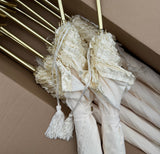 Ex Hire Package // Set of 12 Cream Ribbon Trim Umbrellas 'Vintage' #4764