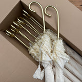 Ex Hire Package // Set of 12 Cream Ribbon Trim Umbrellas 'Vintage' #4764