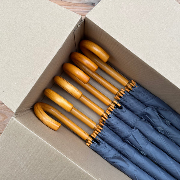 Ex Hire Package // Set of 6 Grey Woodstick Umbrellas #620