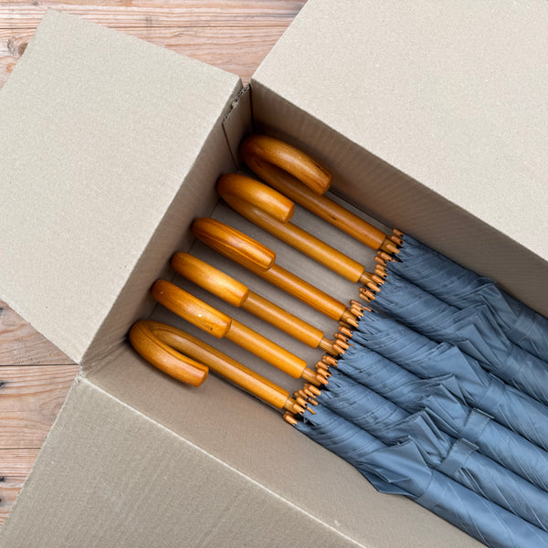 Ex Hire Package // Set of 6 Grey Woodstick Umbrellas #763