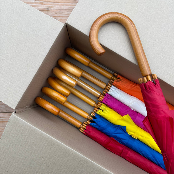 Ex Hire Package // Colourful Set of 7 Woodstick Umbrellas #722