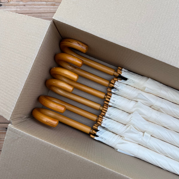 Ex Hire Package // Set of 6 Cream Woodstick Umbrellas #843