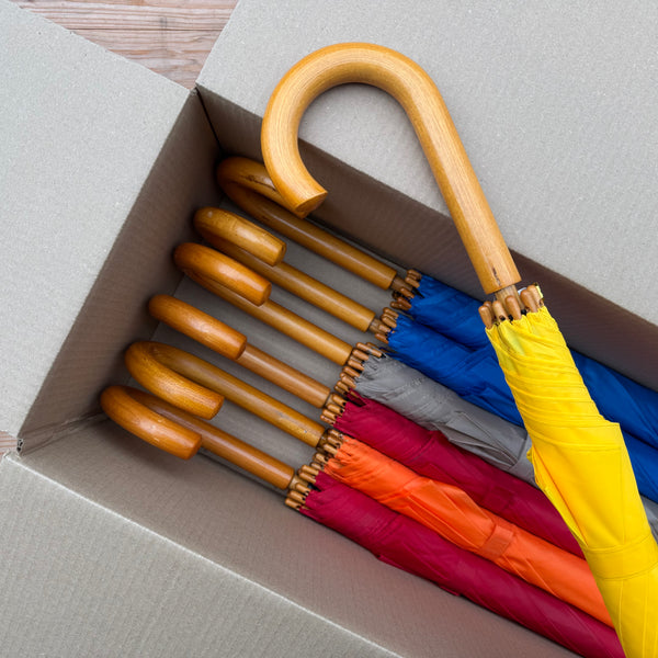Ex Hire Package // Colourful Set of 7 Woodstick Umbrellas #619