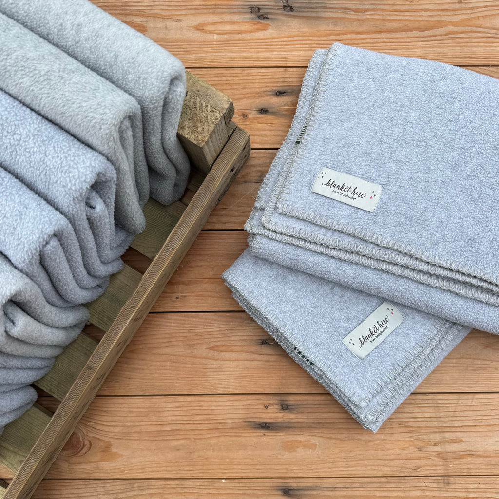 Ex Hire Set of 10 Grey Fleece Wraps (Half Blanket Size) #1007