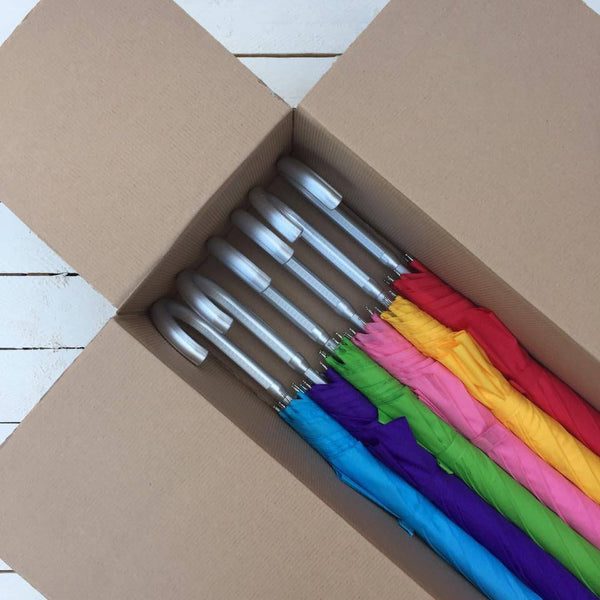 Set of 6 Ex Hire Umbrellas 'Rainbow Mix'