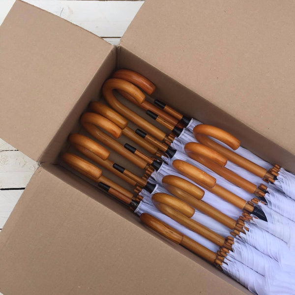 Ex Hire Package // BIG BOX of 18 Ex Hire White Party Umbrellas