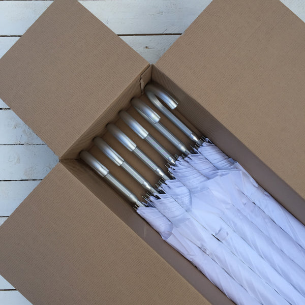 Set of 6 Ex Hire White Umbrellas